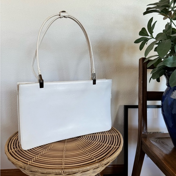 Vintage Gucci White Leather Shoulder Bag - Picture 1 of 6